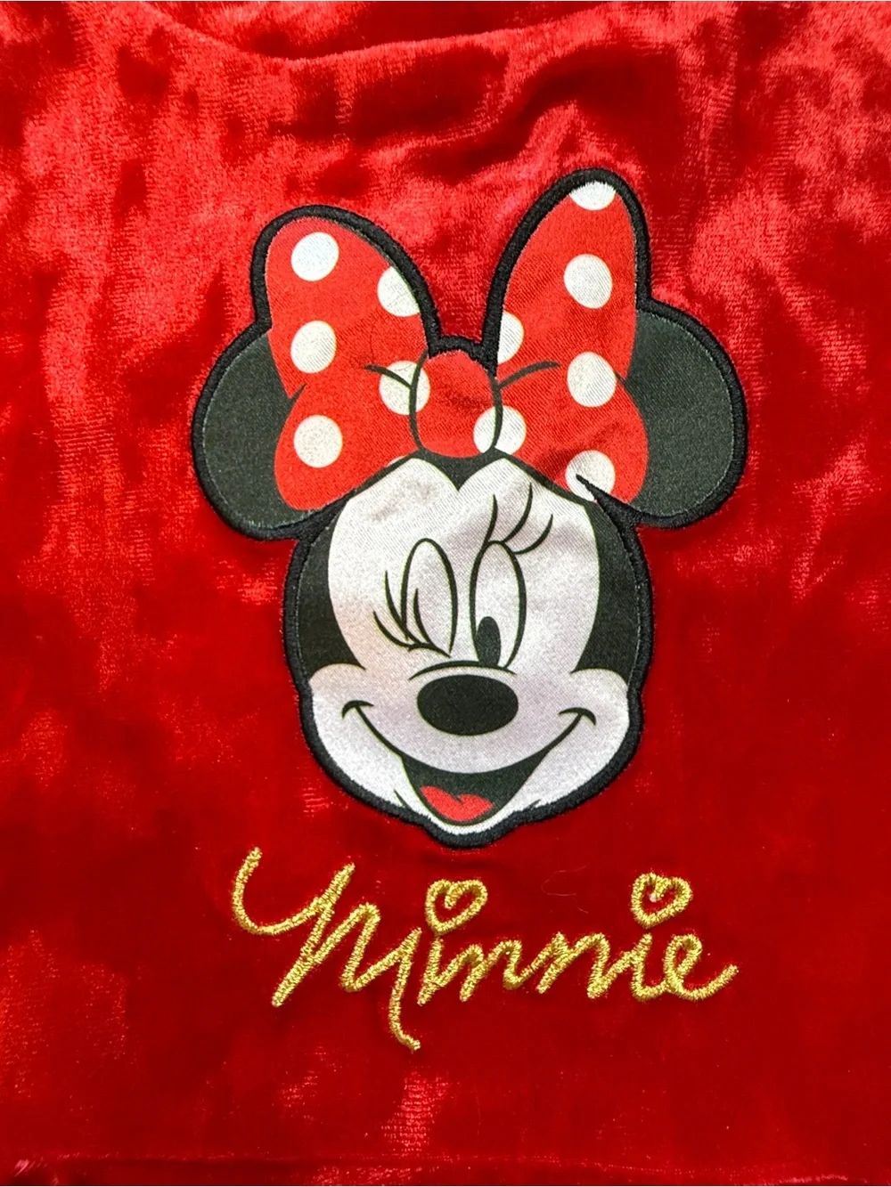 Disney Junior Girls Minnie Mouse Red Velvet Dress Embroidered Bow Detail 3T